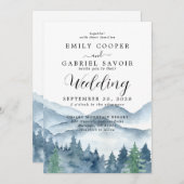 Invitation Aquarelle de la forêt de Rustic Mountains (Devant / Derrière)