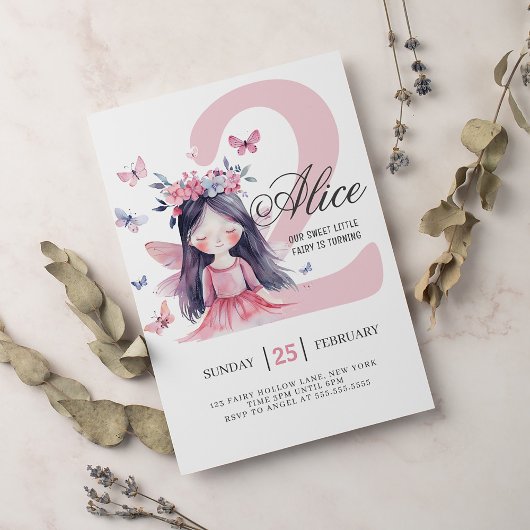 Invitation Aquarelle de la forêt fée du 2ème anniversaire