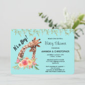 Invitation Aquarelle de la Giraffe Cute C'est un garçon ! Bab (Debout devant)