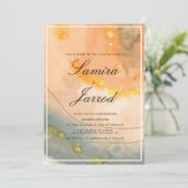 Invitation Aquarelle de la main et Mariage d'or Faux (Debout devant)