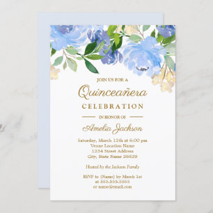 Invitation Aquarelle de la marine bleue Quinceanera