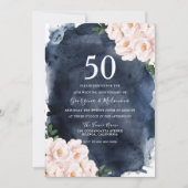 Invitation Aquarelle de la marine Blush Floral 50e anniversai (Devant)