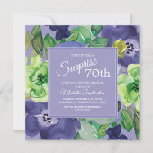 Invitation Aquarelle de la marine verte violette Floral 70e a (Devant)