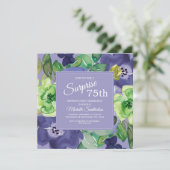 Invitation Aquarelle de la marine verte violette Floral 75e a (Debout devant)