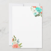 Invitation Aquarelle de la Monnaie de Pêche Floral | Faire-pa (Dos)