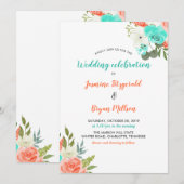 Invitation Aquarelle de la Monnaie de Pêche Floral | Faire-pa (Devant / Derrière)