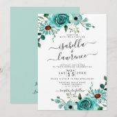 Invitation Aquarelle de la Monnaie Florale Elégant Mariage ve (Devant / Derrière)