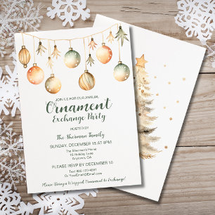 Invitation Aquarelle de la partie d'échange d'ornement or ver