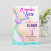 Invitation Aquarelle de la queue de sirène Anniversaire sous  (Debout devant)