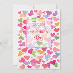 Invitation Aquarelle de la Saint-Valentin Coeurs colorés