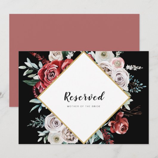 Invitation Aquarelle de l'amande de corail Floral Réservé (Devant / Derrière)