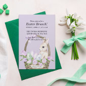 Invitation Aquarelle de lapin doux Brunch de Pâques