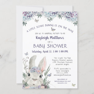 Invitation Aquarelle de lapin mignonne Baby shower Floral pou