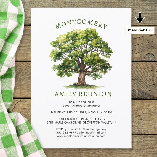 Invitation Aquarelle de l'arbre de réunion familiale