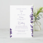 Invitation Aquarelle de lavande Floral Pas de parents Mariage (Debout devant)