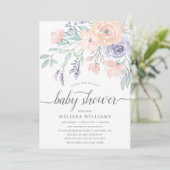 Invitation Aquarelle de lavande florale Baby shower fille (Debout devant)