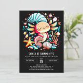 Invitation Aquarelle de l'Axolotl Whimsical Célébration d'ann (Debout devant)