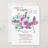 Invitation Aquarelle de libellule pourpre Budget Mariage flor (Devant)