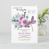 Invitation Aquarelle de libellule pourpre Budget Mariage flor (Debout devant)