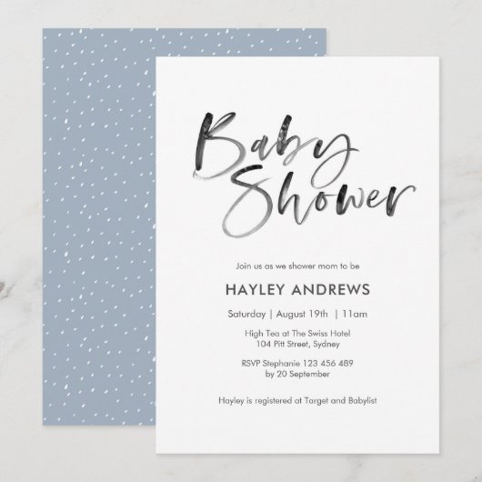 Invitation aquarelle de l'invitation baby shower (Devant / Derrière)