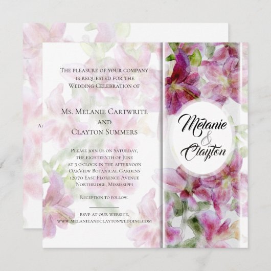 Invitation Aquarelle de lis d'astronome (Devant / Derrière)