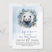 Invitation Aquarelle de l'ours d'hiver Sip et voir l'invitati (Devant)