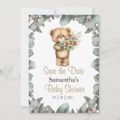 Invitation Aquarelle de l'ours en peluche Blanc la date (Devant)