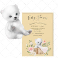 Aquarelle de l'ours polaire Baby shower jaune