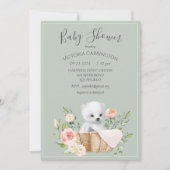 Invitation Aquarelle de l'ours polaire Sage Baby shower vert (Devant)
