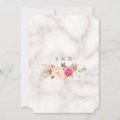 Invitation Aquarelle de luxe Fleurs roses Mariage en marbre (Dos)