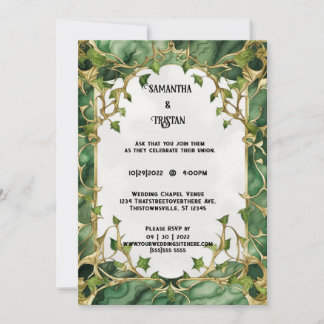 Invitation Aquarelle de marbre vert ivoire Trim élégant maria