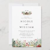 Invitation Aquarelle de mariage élégant de Noël (Devant)