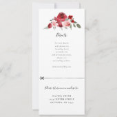 Invitation Aquarelle de mariage floral invite rsvp attaché (Dos)