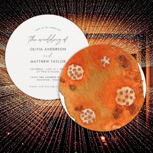 Invitation Aquarelle de mariage simple et unique orange brûlé