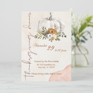 Invitation Aquarelle de marque personnalisée Thanksgiving bot