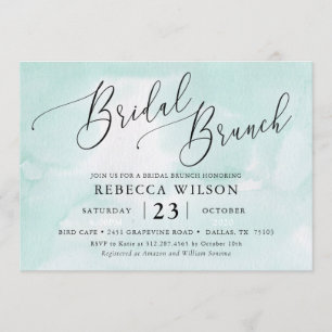 Invitation Aquarelle de menthe Rustic Bridal Brunch Invitatio