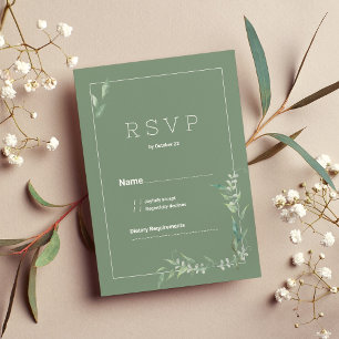 Invitation Aquarelle de menthe verdure botanique RSVP