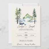 Invitation Aquarelle de montagne Bois Pins Mariage (Devant)