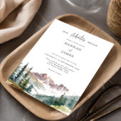 Invitation Aquarelle de montagne Rustique Mariage extérieur