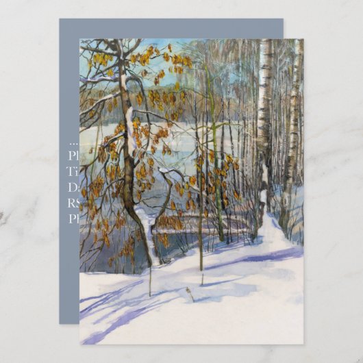 Invitation Aquarelle de neige (Devant / Derrière)