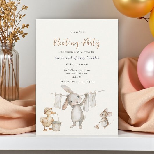Invitation Aquarelle de nidification / baby shower Party