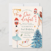 Invitation Aquarelle de Noël Bébé Onederful Anniversaire (Devant)