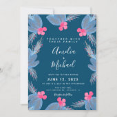 Invitation Aquarelle de Noël Berry Mariage botanique bleu (Devant)