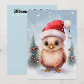 Invitation Aquarelle de Noël de Noël de poulet mignonne (Devant / Derrière)