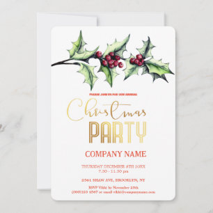 Invitation Aquarelle de Noël d'entreprise moderne et chic