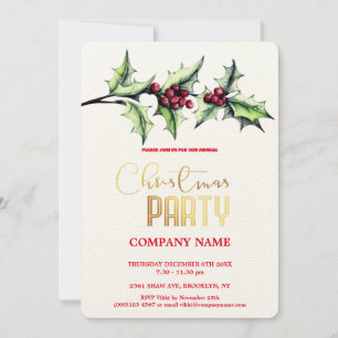 Invitation Aquarelle de Noël d'entreprise moderne et chic