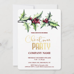 Invitation Aquarelle de Noël d'entreprise moderne et chic