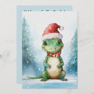Invitation Aquarelle de Noël d'hiver de l'Alligator