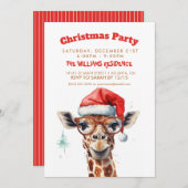 Invitation Aquarelle de Noël Giraffe (Devant / Derrière)