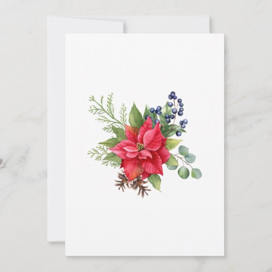Invitation Aquarelle de Noël Mariage de baies rouges (Dos)